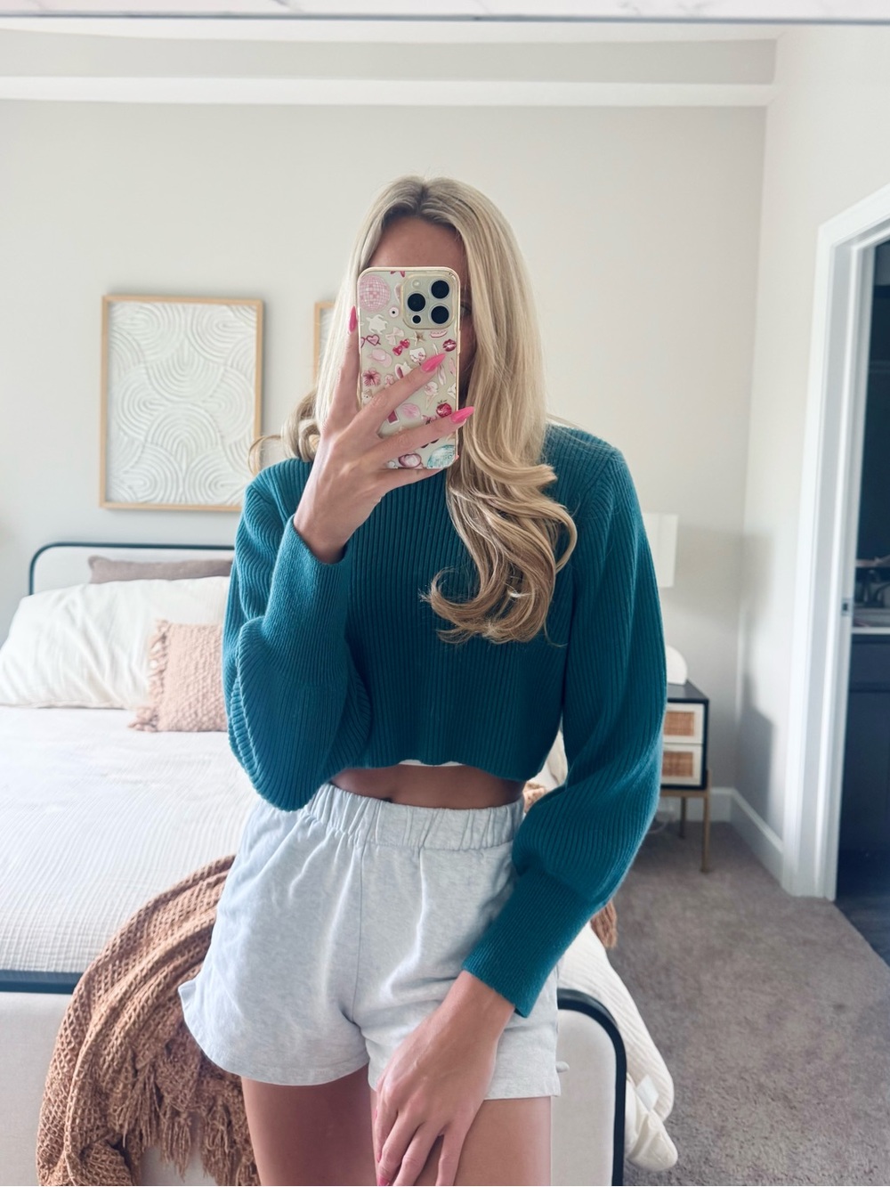 Aritzia Wilfred Merino Wool Crop | Teal Ribbed Knit Size S
